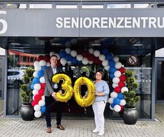 (links) Geschäftsführer der Seniorenzentren GmbH, Matthias Germer und Filiz Hamachers Einrichtungs- und Pflegedienstleitung (rechts)